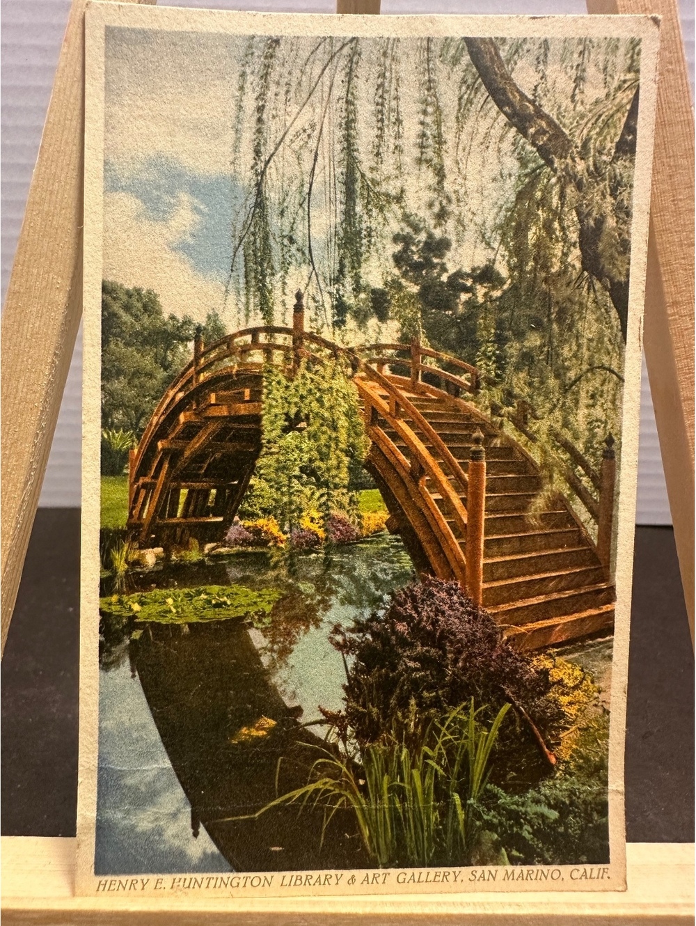 Vintage 1950s Huntington Library Moon Bridge Postcard Swiss Print Unposted 67